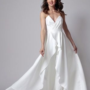 Jay Godfrey Abrahams Strapless Jumpsuit w Overlay